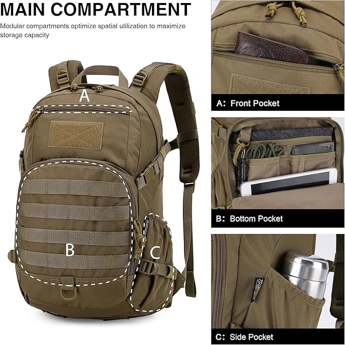 Mardingtop Military Tactical Backpack 25L Molle Hiking Backpack for Backpacking,Cycling and Biking