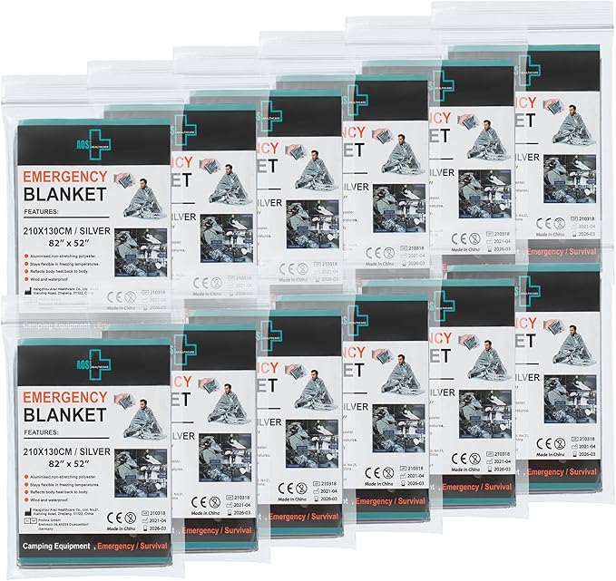 General Medi Emergency Blanket (12-Pack),Emergency Silver Foil Blanket– Perfect for Outdoors, Hiking, Survival, Marathons or First Aid