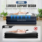 King Air Mattress with Built-in Pump, 18" Top Inflatable Mattress with Waterproof Flocking Fabric, Three-Minute Quick-Inflatable Bed. Portable Blow Up Mattress for Home, Outdoor and Guests