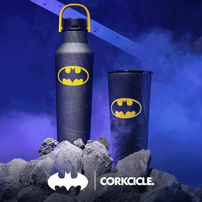 Corkcicle Sport Canteen - Keeps Beverages Cold 25 Hours - Triple Insulated Stainless Steel - Screw-On Lid - Reusable Bottle - Summer Drinkware Gift - Keeps Drinks Ice Cold - 20 oz - Batman