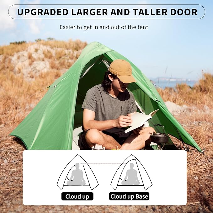 Naturehike Cloud-Up Tent Lightweight Backpacking Tent with Footprint - Free Standing Ultralight Camping Hiking Backpack Tents