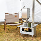 Outdoor Camping Stove Accessory Pellet Bin with Burner for Tent Stove(Silver)