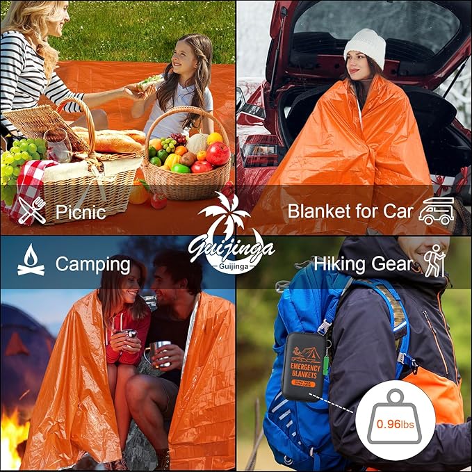 Emergency Blankets for Survival, 2-Pack/4-Pack Space Blankets, Gigantic & Extremely Thick Survival Blanket, Suitable for Outdoor Survival, Camping, and Hiking