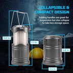 Lichamp 4 Pack LED Camping Lanterns, Collapsible Flameless Candles Tea Lights, Portable Battery Powered Camping Lights Emergency Supplies Kit, Dark Gray