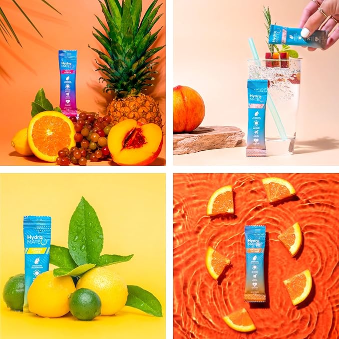 HydroMATE Electrolyte Powder Variety Pack Hydration Packets Low Sugar 30 Count