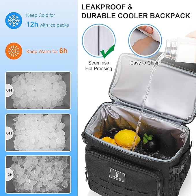 Insulated Double Deck Cooler Backpack for Men Women, 36 Cans Large Leakproof Cooler Bag for Camping, Hiking, Picnic, Fishing, Beach, Travel