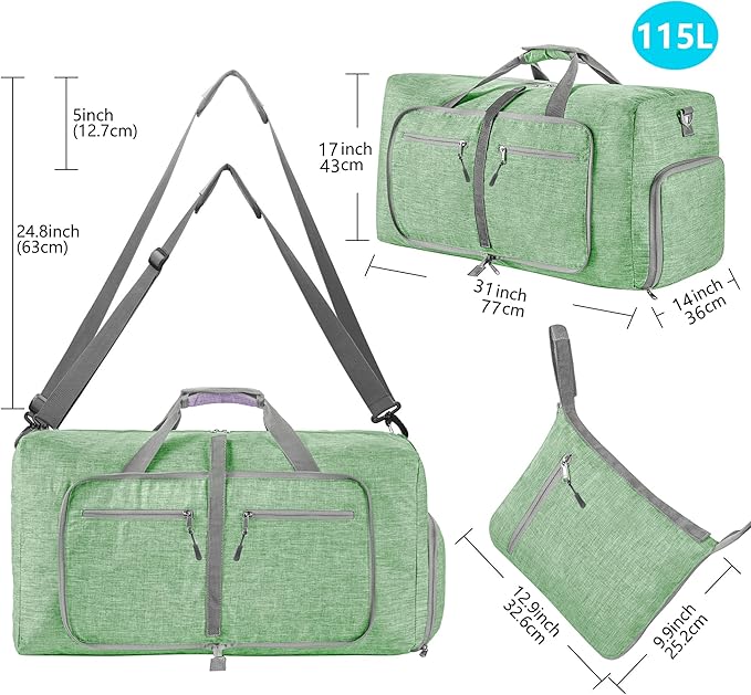 Vomgomfom Travel Duffle Bag for Men,65L 85L 115L Foldable Travel Duffel Bag with Shoes Compartment Overnight Bag for Men Women