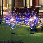 Christmas Solar Garden Lights for Outdoor Decor, Waterproof 2 Pack Solar Powered Firework Stake 120 LED Sparklers String Lights for Yard Pathway Halloween Christmas Decorations(Colorful)