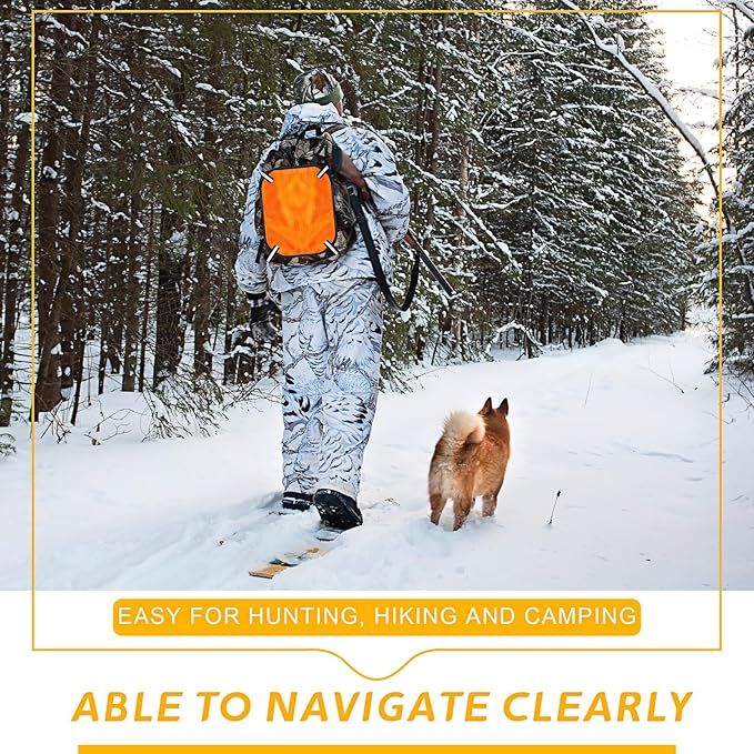 4 Pcs Blaze Orange Safety Panel with Reflective Strips, 12'' x 9'', High Visibility Hunting Mesh Tent Backpack Cover Safety Panel for Outdoors Field Hiking Camping Biking Traveling