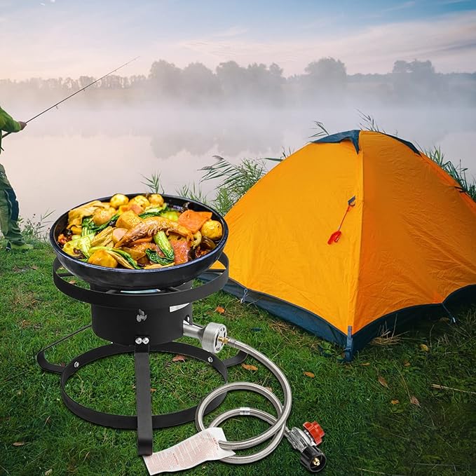 Vivicreate High Pressure Propane Gas Outdoor Burner Stove Cooker Burner Turkey Fryer 35000 BTU power with Regulator and Hose parrilla de gas estufas de gas para cocinar afuera