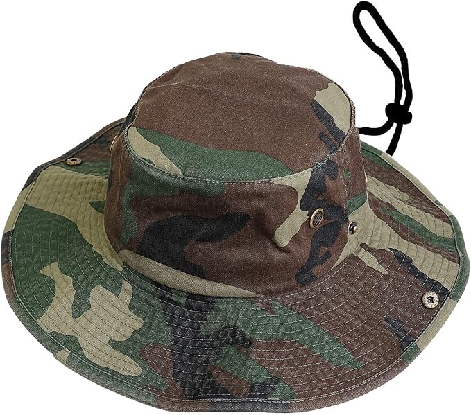 Wide Brim Hiking Fishing Safari Boonie Bucket Hats 100% Cotton UV Sun Protection for Men Women Outdoor Activities
