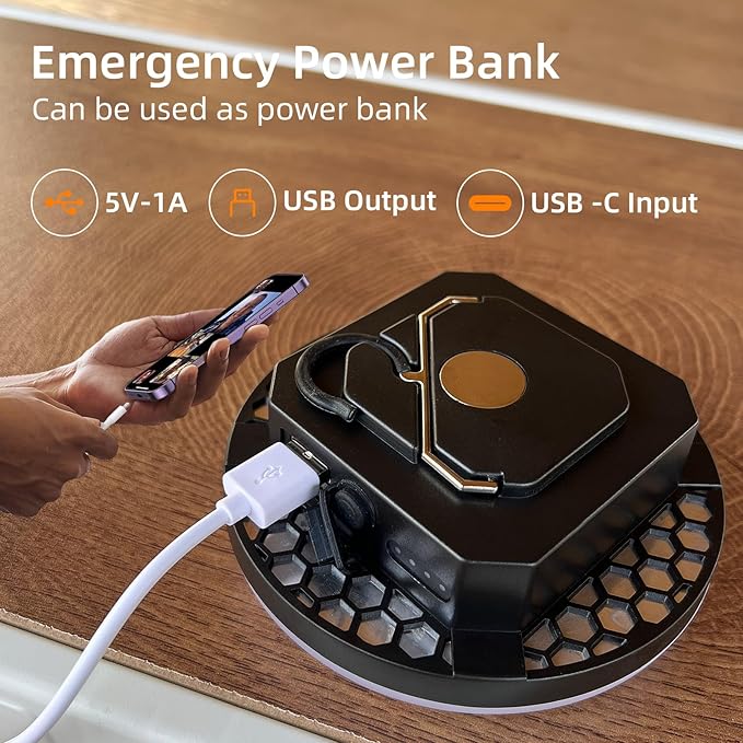 Tent Light Hanging for Camping,Bright LED Rechargeable Portable Lantern for Vendor Booths,Waterproof Outdoor Lights with Battery Power, Camp Lamp Light with Magnet for Outdoor Glamping(Black)