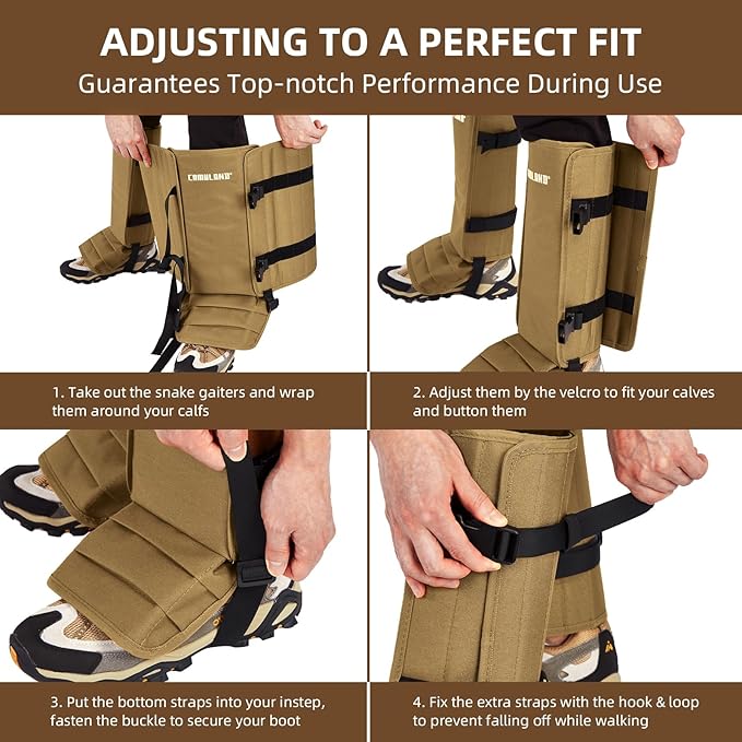 CAMULAND Snake Gaiters for Men & Women, Durable Waterproof Snake Guards for Lower Leg Protection