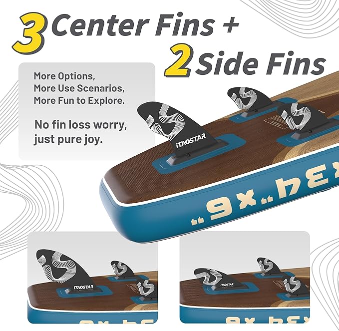 Wild 11'×36"/11'6"×34"/12'6"×33" Inflatable Paddle Board with Seat, One-Stop Premium SUP Board Gears, Tailored 5 Fins, Stable Inflatable Stand Up Paddle Boards for Youth/Adults of All Levels