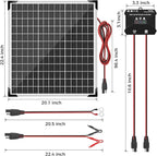 Solar Panel Kit 50W 12V, Solar Battery Trickle Charger Maintainer, Waterproof Solar Panel + Upgrade Charge Controller + Mount Bracket for Boat RV Motorcycle Marine