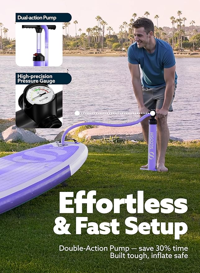 SLOOSH Inflatable Stand Up Paddle Board, 10'6" Paddle Boards with Premium Accessories, Non-Slip EVA Deck, Ultra-Light Carry Bag Pump, Ripple SUP for Youth & Adults of All Skill Levels