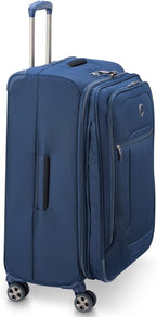 DELSEY PARIS Helium DLX Softside Expandable Luggage with Spinner Wheels, Navy Blue, Checked-Medium 25 Inch
