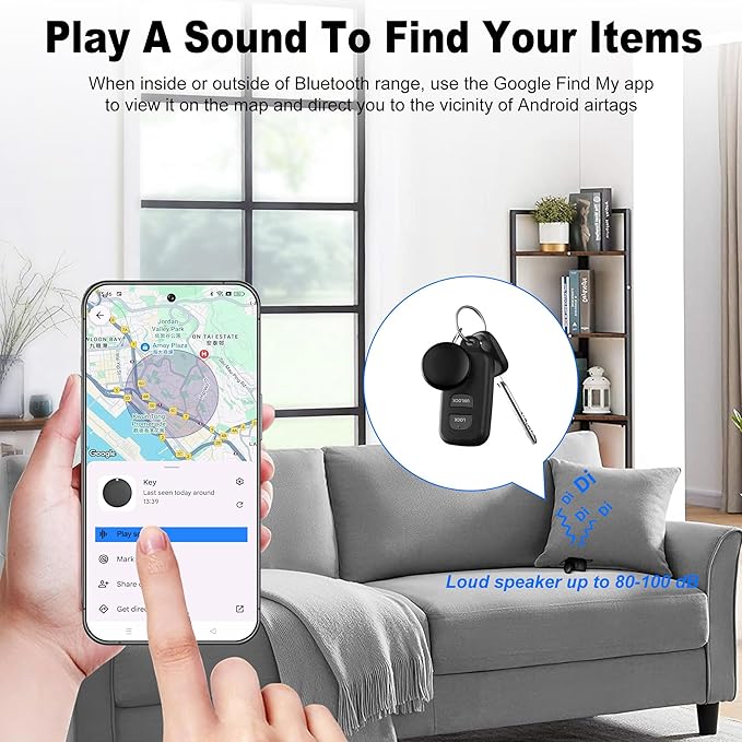 Air Tag for Android Air Tags-4 Pack Android（NOT for iOS） Bluetooth Tracker for Android Smart Tracking Tag for Google Find Hub Device App. Finder for Suitcase, Backpack, Purse,Keys, Luggage,etc