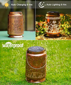 Nacome Elephant Solar Lanterns for Garden Decor: Waterproof Hanging Metal Decorations with LED Lights for Yard Lawn Porch Patio Landscape Pathway