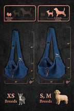 Noah & Paw Dog Sling Carrier for Small Dogs 5-18lb, Dog Sling for Small Dogs and Cats, Dog Carrier with Adjustable Padded Strap, Premium Denim, Lined with Fur, Double Safety Feature, Machine Washable