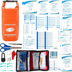 Waterproof First Aid Kit Roll Top Boat Emergency Kit with Waterproof Contents for Fishing Kayaking Boating Swimming Camping Rafting Beach Orange