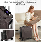 Hanke 16 Inch Underseat Carry On Luggage with Wheels Small Suitcase Softside Luggage Bags for Travel Lightweight Suitcases with Wheels Travel Luggage Personal Item for Men and Women.(Coffee)