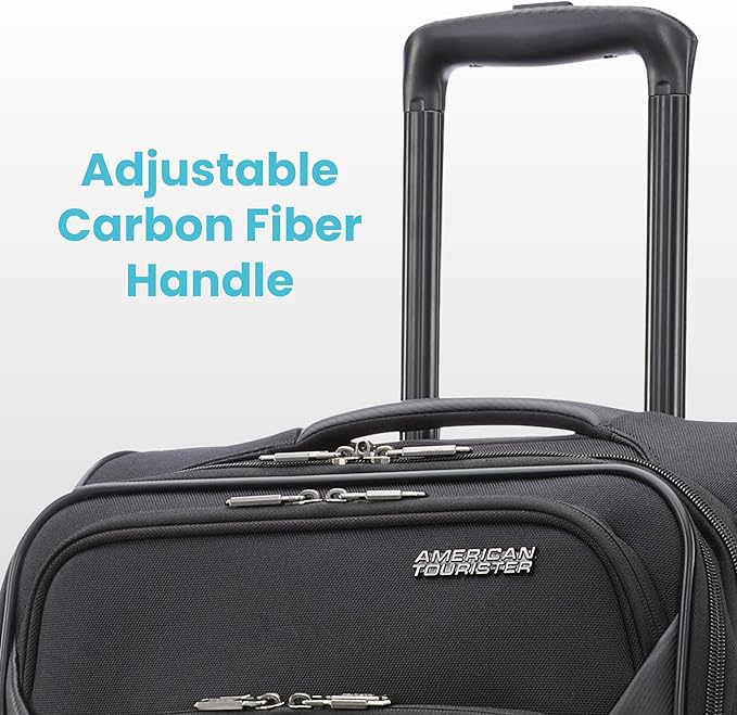 American Tourister 4 KIX 2.0 Softside Expandable Luggage with Spinners, Black, 3PC (CO/MED/LG)