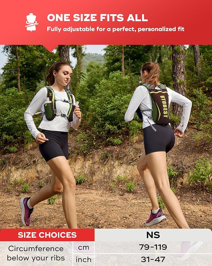 UTOBEST Running Vest, 5L Hydration Vest Lightweight, Breathable and Sweatproof Running Backpack, Adjustable Running Hydration Vest for Trail Running Marathon Race Jogging Cycling