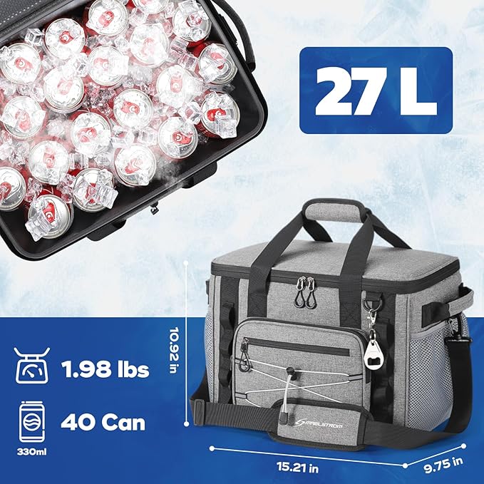 Maelstrom Soft Sided Cooler Bag, 30/40 Can Collapsible Insulated Ice Chest, Large Leakproof Camping & Travel Cooler for Kayaking & Beach