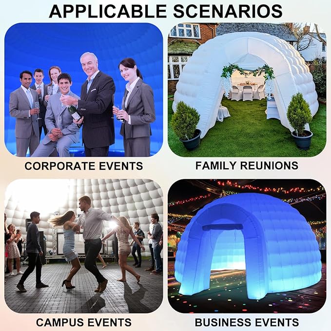 SAYOK Outdoor Portable Inflatable Igloo Dome Tent with Led Light for Party Wedding Event Camping