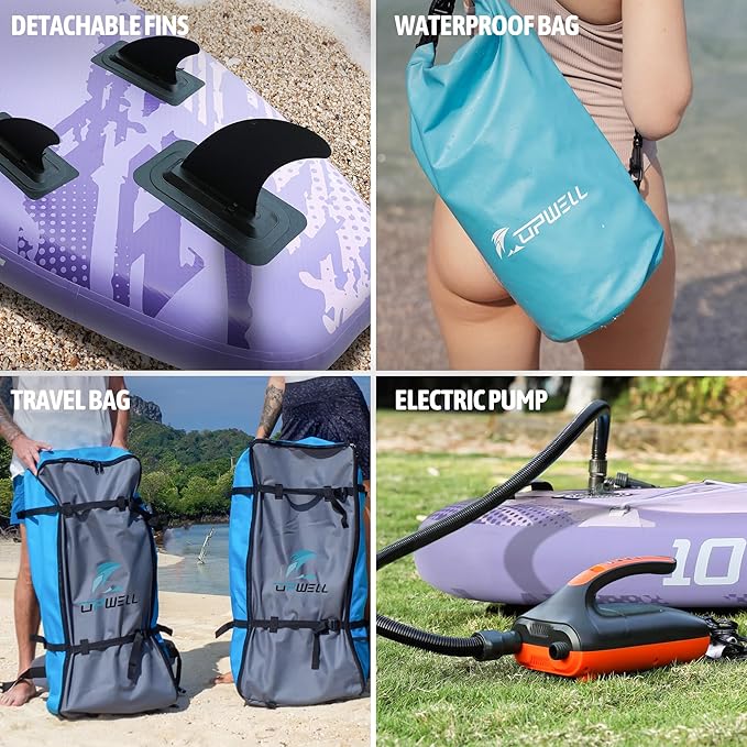 UPWELL 10'6"/11'/11'6" Inflatable Paddle Board, Stand Up Paddlboard for Youth & Adults, Stable Design, Premium SUP Accessories, Backpack, Leash, Hand Pump, Fins