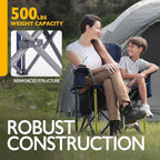 Oversized Folding Camping Chair for Adults, Supports 500 lbs – Breathable Fabric, Insulated Cup Holder, 8-Can Cooler, Padded Backrest & Seat, Storage Pouch, Carry Bag