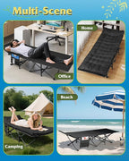 WLIVE 1200D Double Layer Oxford Camping Cots for Adults, Folding Cots for Sleeping with Mattress, Outdoor Folding Bed with Carry Bag, Portable Camping Bed for Sleeping, Resting, Camping, Black