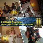 Camping Lanterns Rechargeable, Portable Electric LED Camping Lights Outdoor Hanging Tent Light Vintage Tabletop Lantern Decor Stepless Dimming Waterproof for Camping, Power Outages, Indoor (Green)