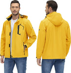 TACVASEN Men's Rain Jacket Lightweight Windbreaker with Hooded Water Resistant Outdoor Raincoat for Hiking Travel Camping