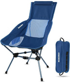 MARCHWAY Lightweight Folding High Back Camping Chair with Head Support, Stable Portable Compact for Outdoor Camp, Travel, Beach, Picnic, Festival, Hiking, Backpacking (Highback Dark Blue)