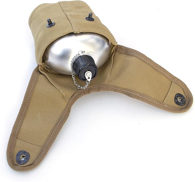 WW2 US Navy Canteen with Cup Cover Khaki 1943 WWII US Marine Corps