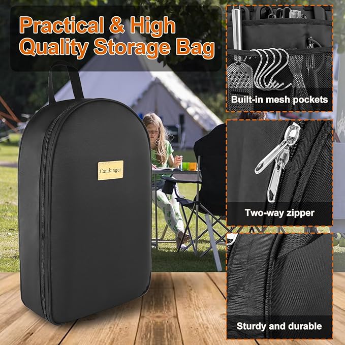 55Pcs Camping Utensils Cooking Set, 2 in 1 Camping Cooking Set & Campfire Grilling Cookware, Portable RV Camping Essentials, Camp Cooking Gear Must Haves Supplies for Travel BBQ Grill Picnic