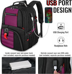 YOREPEK Travel Backpack, Extra Large 50L Laptop Backpacks for Men Women, Water Resistant College Backpack Airline Approved Business Work Bag with USB Charging Port Fits 17 Inch Computer, Purple