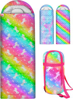 Kids Sleeping Bag for Kids Girls, 3 Season Warm Cool Weather Waterproof Lightweight Camping Sleeping Bag with Carry Bag for Indoor Outdoor Camping Hiking Traveling