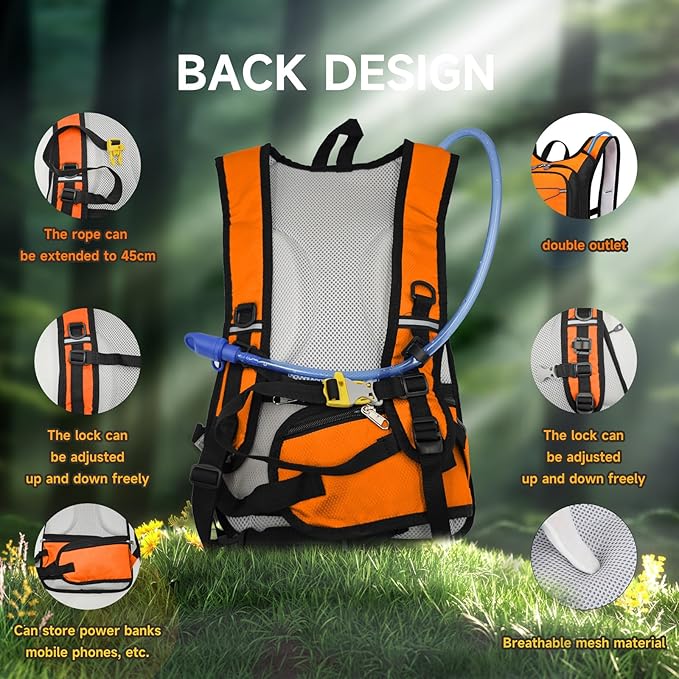 Hydration Backpack Hiking Backpack with Water Bladder Lightweight Insulation Hydration Pack Water Backpack for Hiking Cycling Running Festival Camping for Men Women