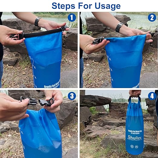 3-Gal Gravity-Fed Water Bag with 2 Outlet Pipes for Sawyer Water Filtration System Survival Water Filter Straw, Compatible with LifeStraw and Other Water Filter Straw, BPA-Free (12L/3Gal)