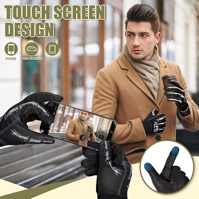 Pixel Panda Winter Gloves for Men Women Warm Touchscreen Gloves for Cold Weather Thin Water-Resistant Windproof Non-Slip Gloves for Cycling, Driving, Running, Hiking