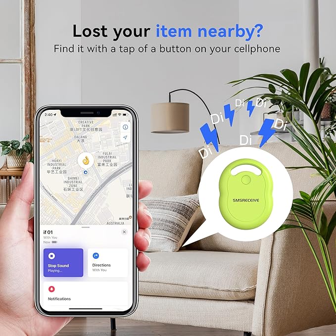 Air Tracker Tag-1 Pack [Apple MFI Certified], Smart Bluetooth Tracker Works with Apple Find My APP (iOS Only, Not for Android), Key Finder and Item Locator Smart Tag for Keys, Luggage, Backpack(Green)