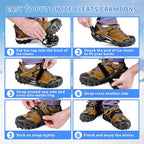 SYOURSELF Crampons Ice Cleats for Shoes and Boots Women Men Kids, 28 Shoe Spikes Non Slip Snow Traction Cleats for Snow and Ice Grippers for Shoes and Boots Hiking Walking Fishing Climbing