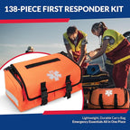 First Responder Trauma First Aid Kit Bag – Fully Stocked Emergency Medical Kit for Workplace, Vehicle & Home – OSHA & ANSI Compliant – Portable – Orange