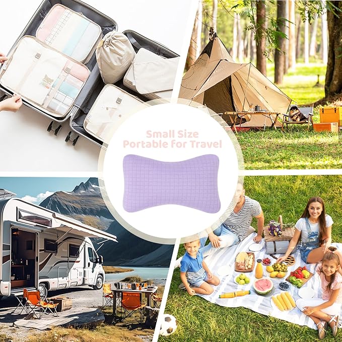 vocheer 11x7in Mini Travel Pillow, Small Pillows for Resting, Tiny Pillows for Neck, Wrist, Lumbar and Knee, Pets Pillow, Cotton, Cover Removable, Machine Washable (Purple-1PC)