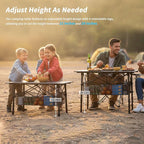 Portable Camping Table with Adjustable Height Legs, Lightweight Aluminum Roll-up beach tables for sand foldable，Folding Picnic Table Large Storage Basket for Outdoor camping (Black, Medium 37")