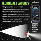 AVANTO SOLX1 Pro Chest Light, USB-C Smart Running Lights with Safety Courses, Black