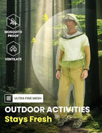 HENNCHEE Mosquito Suits for Adult, Mesh Net Bug Hooded Jacket Pant, Outdoor Full Body Protection Mosquito Proof Clothing